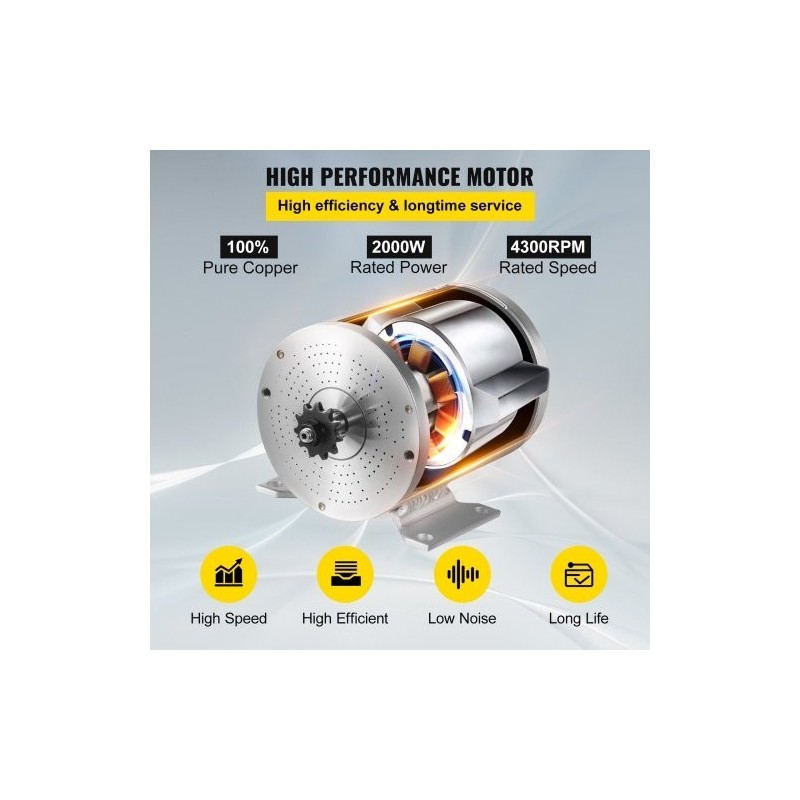 Harjaton tasavirtamoottoripaketti 48V 2000W nimellisnopeus 4300 34A-ohjaimella LCD-kaasukahvalla