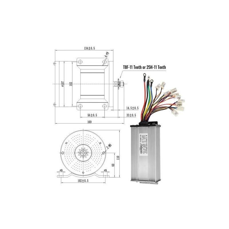 Harjaton tasavirtamoottoripaketti 48V 2000W nimellisnopeus 4300 34A-ohjaimella LCD-kaasukahvalla