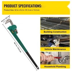 Putkiavain valuteräksinen 48 tuumaa I-palkkivarsi 110 mm leuankapasiteetti