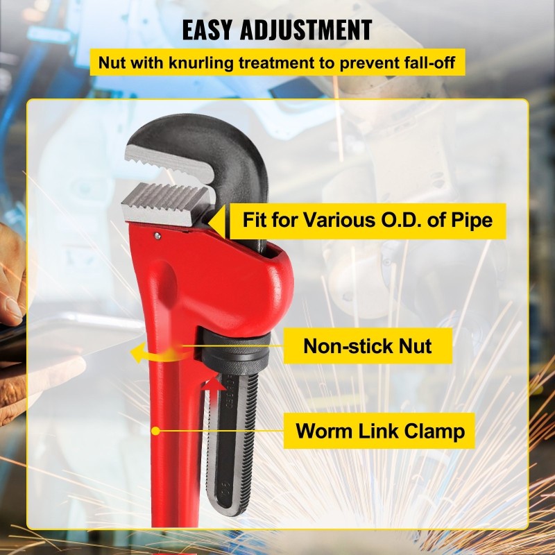 Putkiavain teräs 60 tuumaa 200 mm leukakapasiteetti LVI ja rakennustöihin