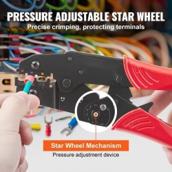 Räikkäpihdit 0,5–6 mm² lämpökutisteliittimille, nylonliittimille ja holkkoliittimille räikemekanismilla korkeakovuus-terästä