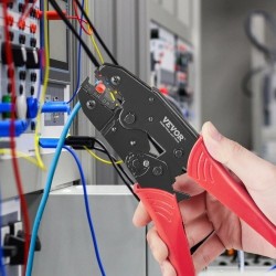 Räikkäpihdit 0,5–6 mm² lämpökutisteliittimille, nylonliittimille ja holkkoliittimille räikemekanismilla korkeakovuus-terästä