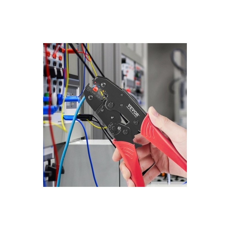 Räikkäpihdit 0,5–6 mm² lämpökutisteliittimille, nylonliittimille ja holkkoliittimille räikemekanismilla korkeakovuus-terästä