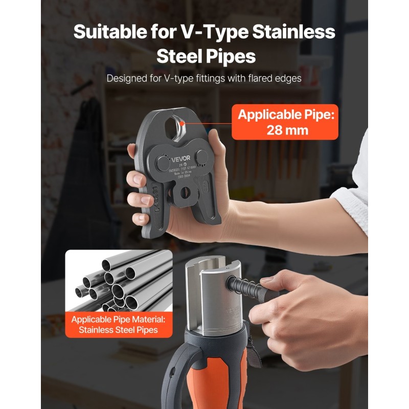 Puristusleuka 28 mm V-tyypin ruostumattomille teräsputkille hiiletyskäsitelty teräs