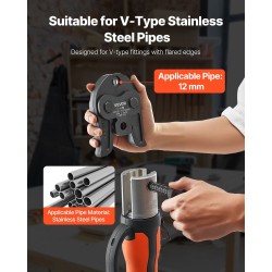 Puristusleuka 12 mm V-tyyppi sementoitua terästä ruostumattomille putkille 1 kappale