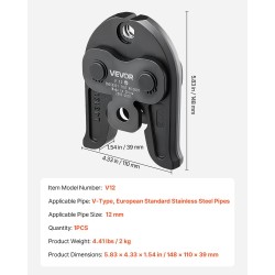 Puristusleuka 12 mm V-tyyppi sementoitua terästä ruostumattomille putkille 1 kappale