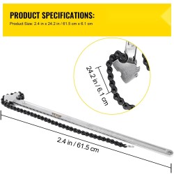 Ketjuputkiavain 24 tuumaa hiiliteräksinen 610 mm varsi 170 mm kiristyskapasiteetti