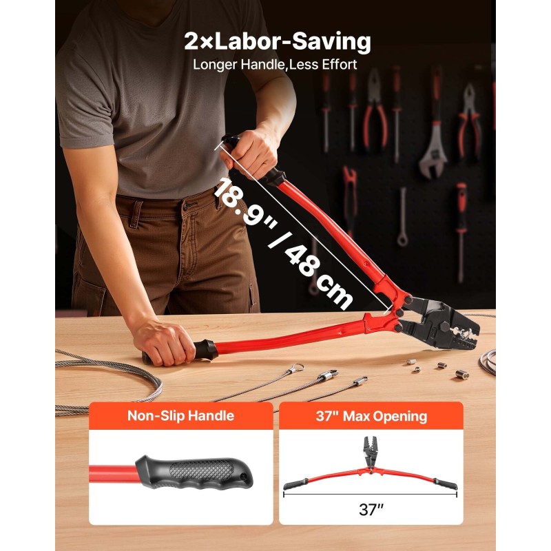 Vaijeripuristuspihdit seosterästä 24 tuumaa 5 puristuskololla 1/16-3/16 tuumaa kupari ja alumiiniholkeille