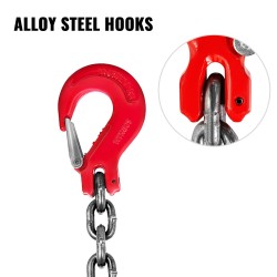 Nostoketju teräs G80 10 mm 150 cm kaksijalkainen koukuilla varmistussalpalla