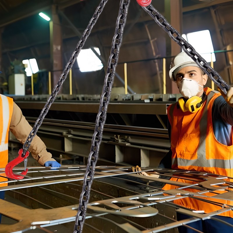Nostoketju teräs G80 9,5 mm 182,9 cm 2-haarainen jousilukollisilla koukuilla 5000 kg