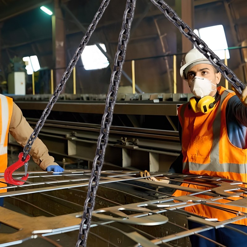 Nelijalkainen nostoketju G80 teräs 8 mm 300 cm 5000 kg jousilukolliset koukut