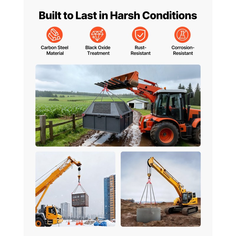 4-haarainen ketjuslingi G80-luokan seosteräs 10 mm 3 m 10,4 t turvasalvoilla