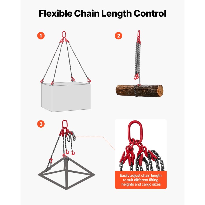 4-haarainen ketjuslingi G80-luokan seosteräs 10 mm 3 m 10,4 t turvasalvoilla