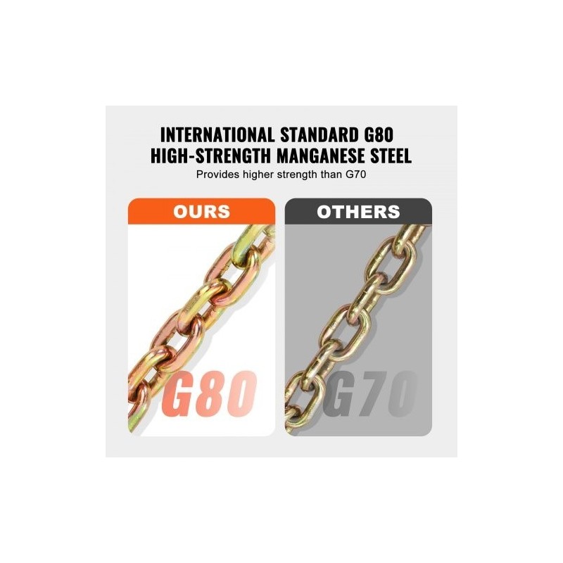 Kuljetussidontaketju G80-luokan 8 mm 316 cm 2,22 t haarukkakoukuilla