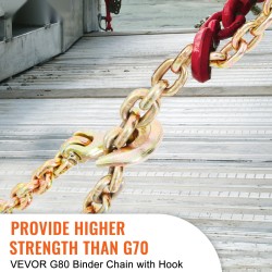 Kuljetusketju G80 mangaaniteräksinen galvanoitu 5/16 tuumaa 20 jalkaa tartuntakoukuilla 2 kpl