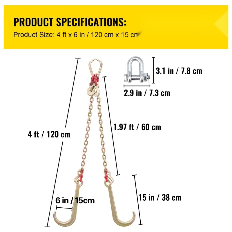 V-mallinen vetoketju G80-luokan galvanoitu teräs 8 mm 60 cm 4898 kg