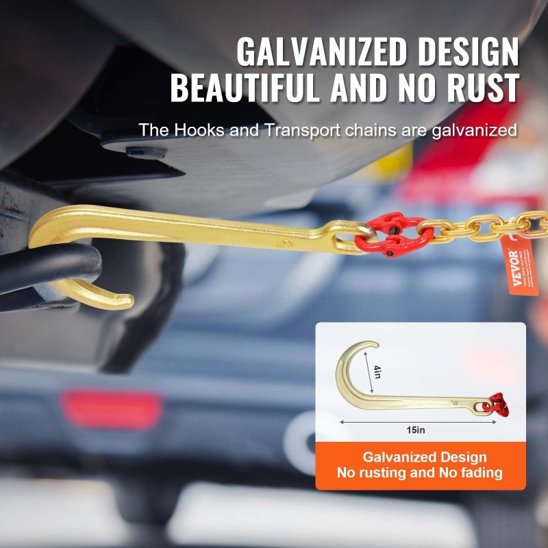 Hinausketju Mn-teräksinen G80 8 mm 180 cm galvanoitu useilla koukuilla