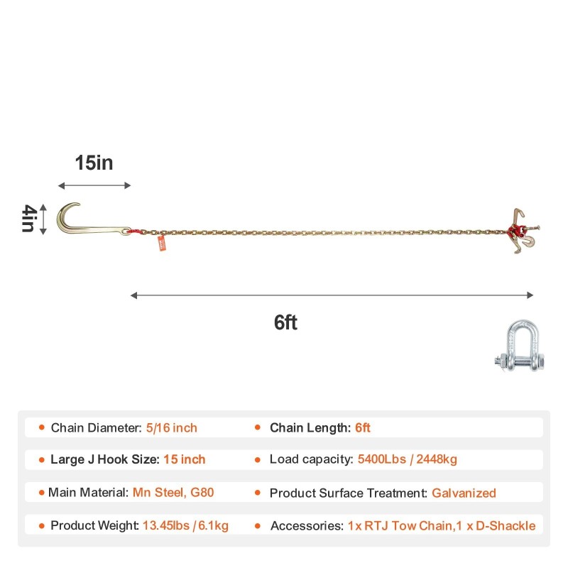 Hinausketju Mn-teräksinen G80 8 mm 180 cm galvanoitu useilla koukuilla
