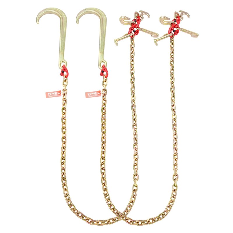 J-koukkuketjusarja 2 kpl G80 manganteräs 8 mm 180 cm galvanoitu 2448 kg