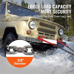 V-mallinen hinausketju G80 mangaaniteräs 10 mm 90 cm galvanoitu koukut D-sakkeli