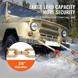 V-mallinen lujuusluokan G80 hinausketju mangaaniteräs 10 mm kahdella 60 cm haaralla galvanoitu