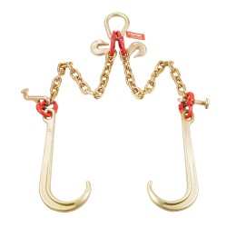 V-mallinen lujuusluokan G80 hinausketju mangaaniteräs 10 mm kahdella 60 cm haaralla galvanoitu