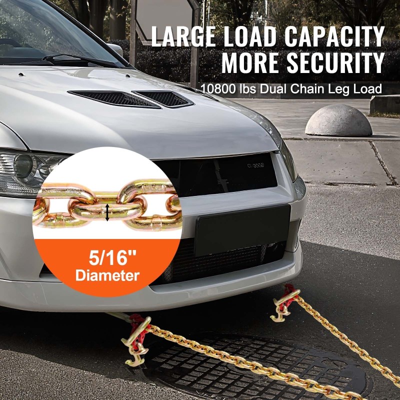 V-muotoinen vetoketju G80-luokan mangaaniteräs 8 mm 90 cm galvanoitu monikoukkuinen 4898 kg