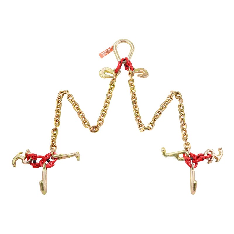 V-muotoinen vetoketju G80-luokan mangaaniteräs 8 mm 90 cm galvanoitu monikoukkuinen 4898 kg