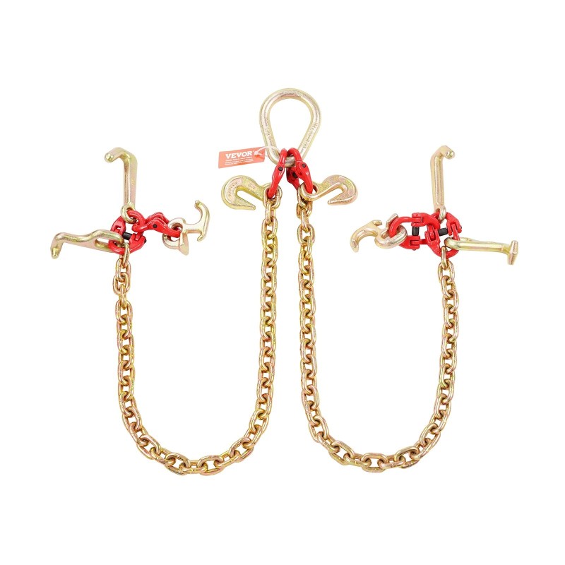 V-muotoinen vetoketju G80-luokan mangaaniteräs 8 mm 90 cm galvanoitu monikoukkuinen 4898 kg