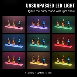 LED-valaistu akryylinen yksitasoinen pulloteline 60 cm seinäkiinnitys tai pöytäkäyttö radiotaajuuskaukosäätimellä