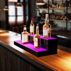 Akryylinen kaksitasoinen pulloteline 761 mm LED-valaistu RF-kaukosäädin sovellusohjaus