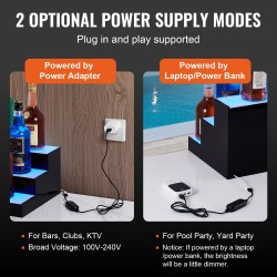 Akryylinen 3-portainen LED-pulloteline 40 cm monivärivaloilla RF ja sovellusohjaus