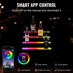 Akryylinen LED-valaistu 4-portainen 16-tuumainen pullonäyttö monivärinen RF-kaukosäädin sovellusohjaus