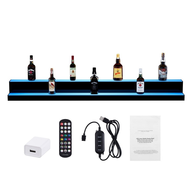 Pulloteline akryylinen 2-tasoinen 60-tuumainen LED-valaistu monivärisellä valaistuksella RF-kaukosäätimellä ja