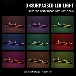 Akryylinen 2-tasoinen pullohylly 1828 mm monivärisellä LED-valaistuksella RF-kaukosäätimellä ja sovellusohjauksella