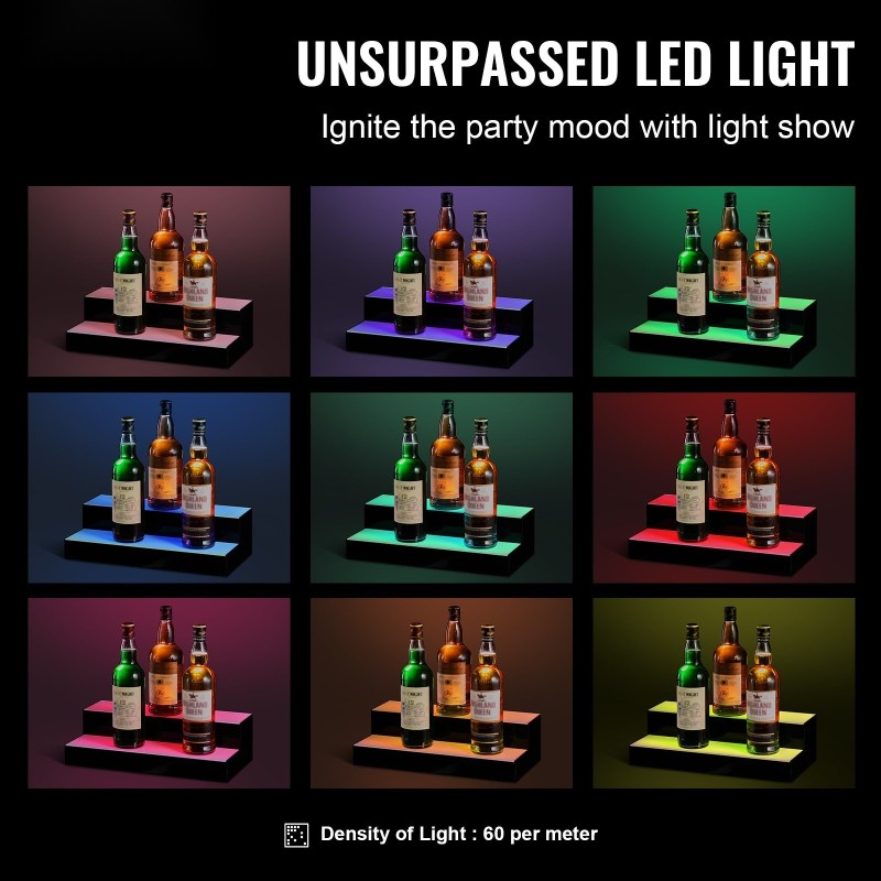 Pulloteline akryylinen kaksitasoinen kuusitoistatuumainen monivärisellä LED-valaistuksella radiotaajuusohjauksella ja