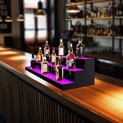 Akryylinen pulloteline 152,4 cm 3-portainen monivärinen LED-valaistus radiokaukosäädin sovellusohjaus