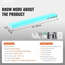 Pulloteline akryylinen LED-valaistu 30 tuuman yhden tason RF ja sovellusohjaus