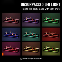 Akryylipullohylly LED-valaistu kolmiaskelmainen 121,9 cm RF-kaukosäätö sovellusohjaus