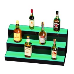 Valaistu akryylinen pulloteline 3-portainen 600x300x250 mm monivärinen valaistus kaukosäätimellä ja sovellusohjauksella