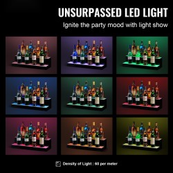 Akryylinen 2-tasoinen pulloteline 60 cm monivärinen LED RF-kaukosäädöllä ja sovellusohjauksella