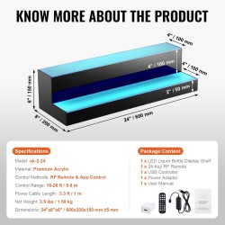 Akryylinen 2-tasoinen pulloteline 60 cm monivärinen LED RF-kaukosäädöllä ja sovellusohjauksella