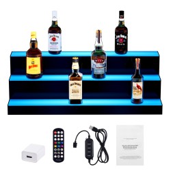 Pullohylly akryylinen kolmiportainen 762x300x250 mm monivärinen LED kaukosäädin ja sovellusohjaus kotibaarille