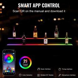 Pulloteline akryyli monivärinen LED-valaistu kaksitasoinen 1210 mm RF-kaukosäädin sovellusohjaus