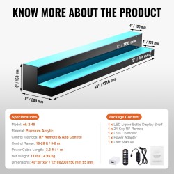 Pulloteline akryyli monivärinen LED-valaistu kaksitasoinen 1210 mm RF-kaukosäädin sovellusohjaus
