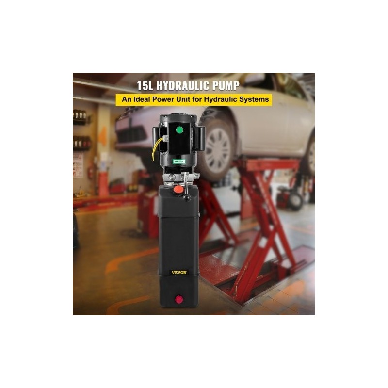 Hydraulinen yksivaiheinen yksitoiminen sähköpumppu 15 litran muovisäiliöllä autonostimiin 208–230 volttia