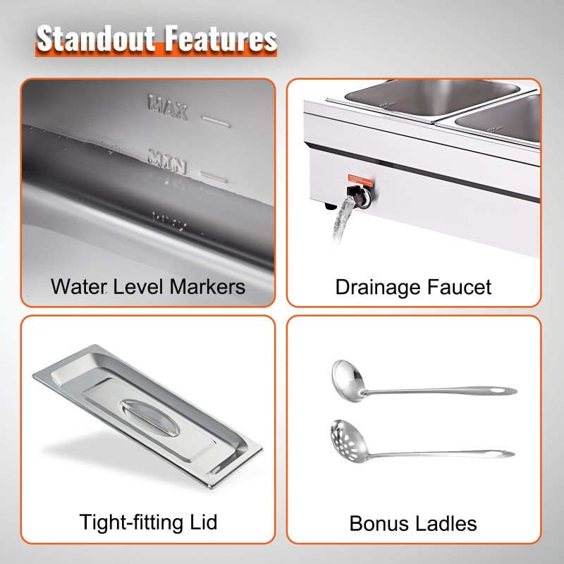 Työpöytämallinen sähköinen ruokalämmitin kolme 12 qt astiaa karkaistulla lasisuojalla ruostumattoteräskansilla