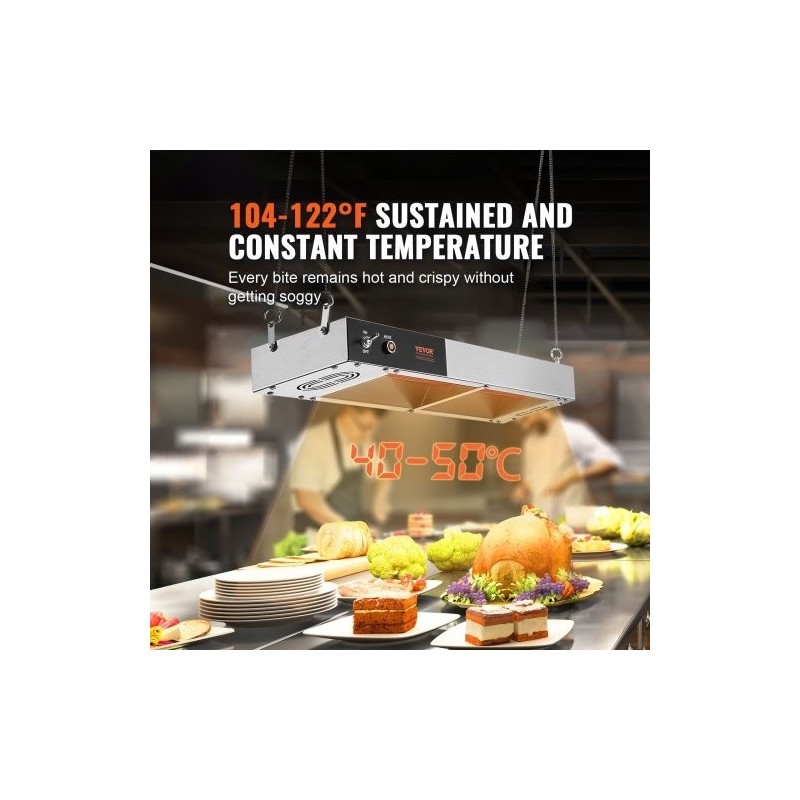 Ranskanperunoiden lämpölamppu 750 watin teho 304-ruostumaton teräs 40–50 asteen pihdeillä