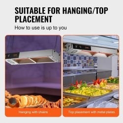 Ranskanperunoiden lämpölamppu 750 watin teho 304-ruostumaton teräs 40–50 asteen pihdeillä