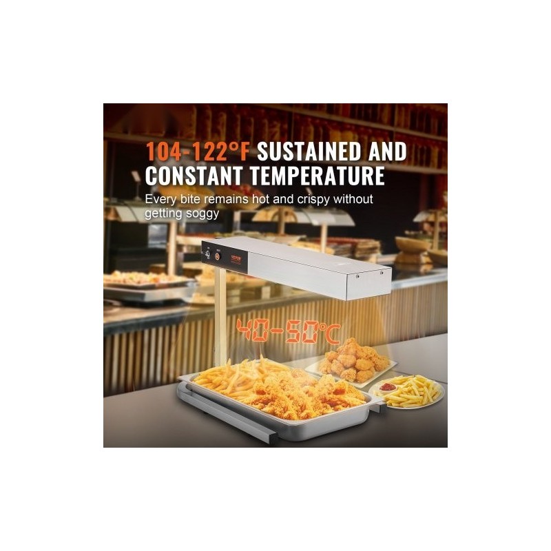 Pöytämallinen ranskanperunoiden lämpölaite 304-ruostumatonta terästä 750 W 40-50 °C